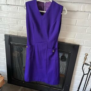 Vintage Purple Sheath Mini Dress V-Neck Sleeveless